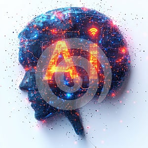 Sign AI artificial intelligence. AI technologies, robotic, programming. Robot artificial intelligence.