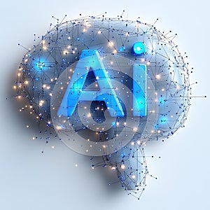 Sign AI artificial intelligence. AI technologies, robotic, programming. Robot artificial intelligence.