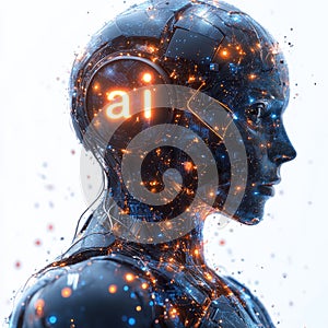 Sign AI artificial intelligence. AI technologies, robotic, programming. Robot artificial intelligence.