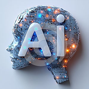Sign AI artificial intelligence. AI technologies, robotic, programming. Robot artificial intelligence.