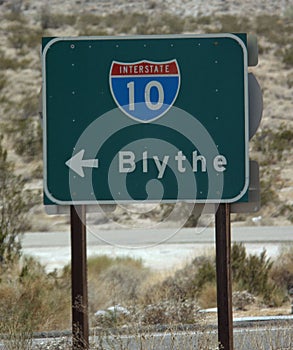 Sign Along Interstate 10 Pointing to Blythe
