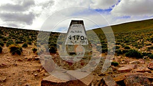Sign of the altitude in Jujuy in Argentina photo