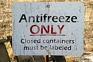 Sign Antifreeze Only
