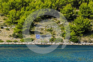 Sign of Archipelago - Islands of the Kornati archipelago panorama landscape of national park in Croatia view from the sea boat