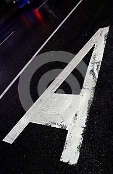 Sign on asphalt
