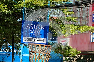 Sign of aston hotel direct to lobby hotel