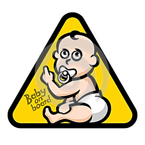 Sign baby on board pacifier nipple vector illustration