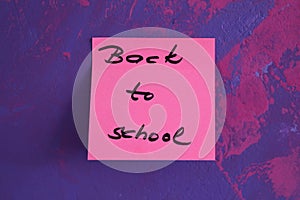 Sign ,,Back to school` on sticker