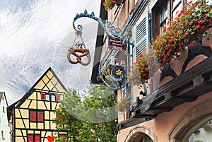 Sign for a bakery in a French village