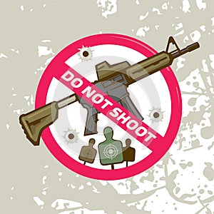 The sign of the ban, there is no war with the American automatic rifle. Isolated object