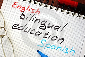 Sign bilingual education written in a notepad