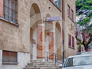 Signboard CARABINIERI station in italy police photo
