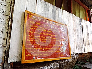 Sign board at the entrance of Paro Taktsang of Bhutan