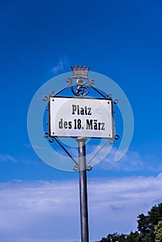 Sign at the Brandenburg Gate In Berlin Germany