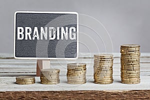 Sign Branding with growth coin stacks