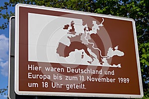 Sign on the Bridge Glienicke in Berlin, Germany