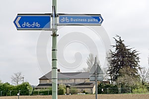 Sign for Business parks and cycle path