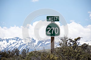 Sign for California State Highway West 270 near Bodie Ghost Town in the Eastern Sierra Nevada mountains