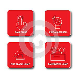 sign call point, fire alarm bell, fire alarm lamp