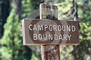Sign for a campground boundary