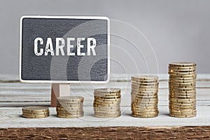 Sign Career with growth coin stacks