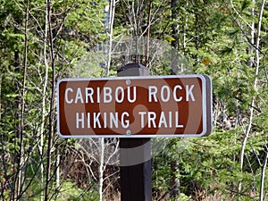 Sign for Caribou Rock Hiking Trail