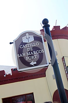 Sign for Castillo de San Marco Tower Oldest Fort Cannon