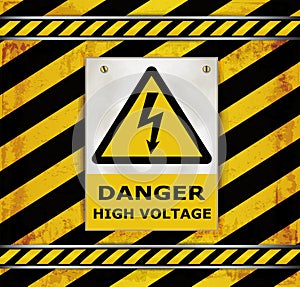 Sign caution blackboard danger high voltage