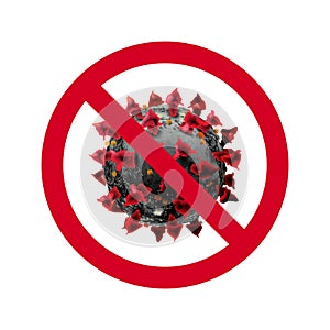 Sign caution coronavirus. Stop coronavirus. COVID-19 Isolated on a white background Chinese coronavirus under the