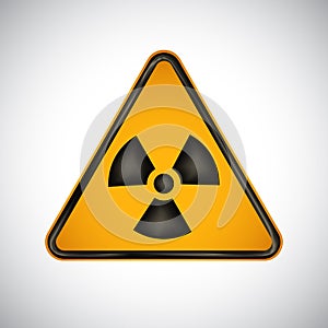 Sign of caution, radiation hazard. Black yellow carbon radiation hazard warning sign on a white background. Information icon