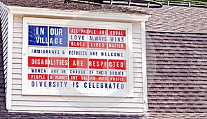 Sign celebrating diversity and welcoming all