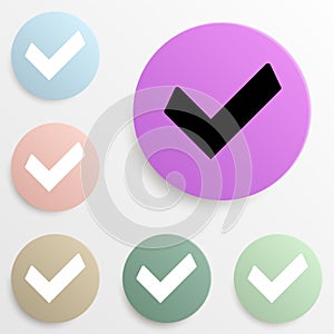 sign checked badge color set. Simple glyph, flat vector of web icons for ui and ux, website or mobile application