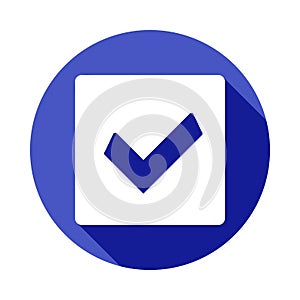 the sign is checked in the box icon in Flat long shadow style