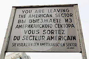 Sign at Checkpoint Charlie photo