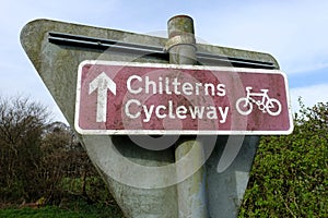 Sign for the Chilterns Cycleway in Buckinghamshire, England, UK