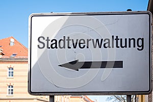 Sign city administration in german photo