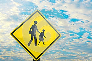 Sign close to school wait for kid cross the road