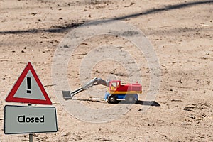 Sign Closed Toy Tractor Playground