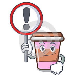 With sign coffee cup character cartoon