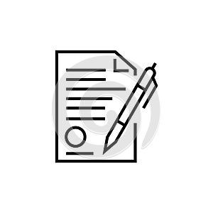 Sign a contract icon. Deal vector illustration. Isolated contour of partnership on white background