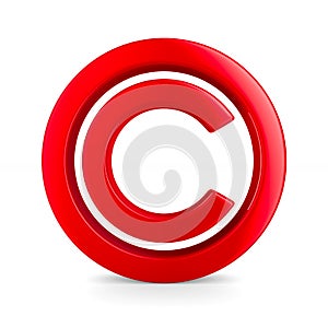 sign copyright on white background. Isolated 3D