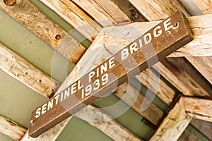 Sign at a covered bridge in New Hampshire