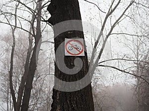 Sign Cycling is prohibited in the forest