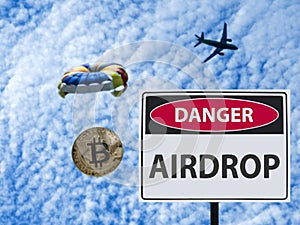 Sign danger airdrop and parachute from the plane token.