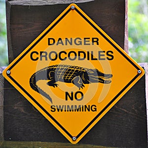 Sign of danger crocodiles