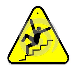 Sign of danger of falling stairs slip