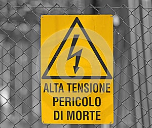 Sign for danger high voltage attention in large power station 3 photo