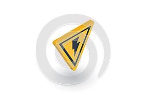 Sign of danger, high voltage isometric flat icon. 3d vector