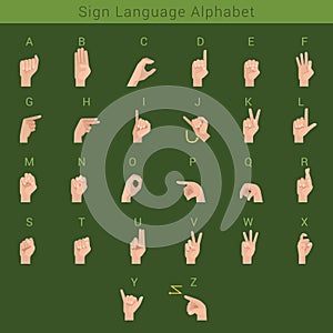 Sign deaf language - vector hand alphabet