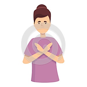 Sign deaf woman icon cartoon vector. Disabled people